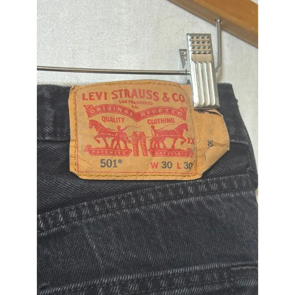 Levis 501 Jeans 30x30 Black Denim Original Fit Button Fly Straight Leg Mid Rise